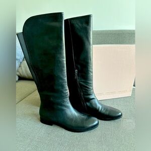 Carlo Pazolini Leather High Boots, flat, black, new, US 7.5, Italy